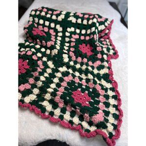 Crochet knitted afghan blanket multicolored